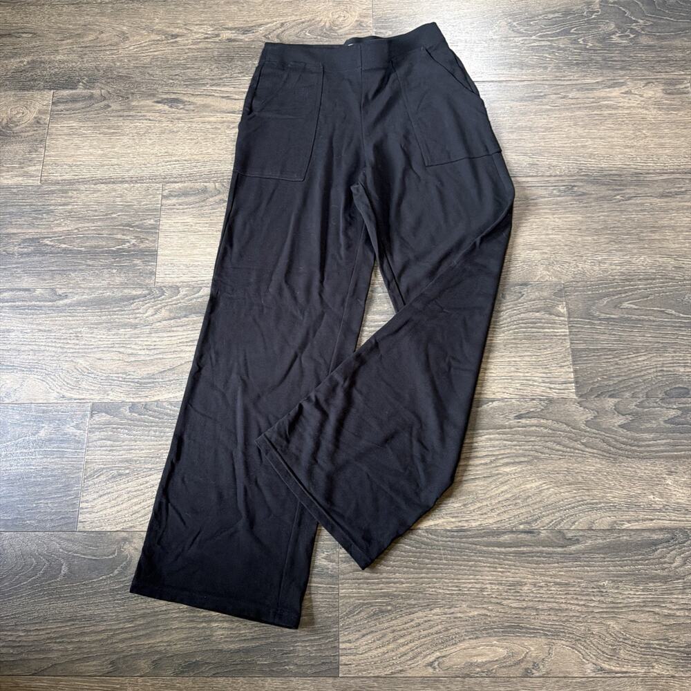 Max Studio London Sz M Black Wide Leg Pants Pull On Minimalist Quiet Luxury
